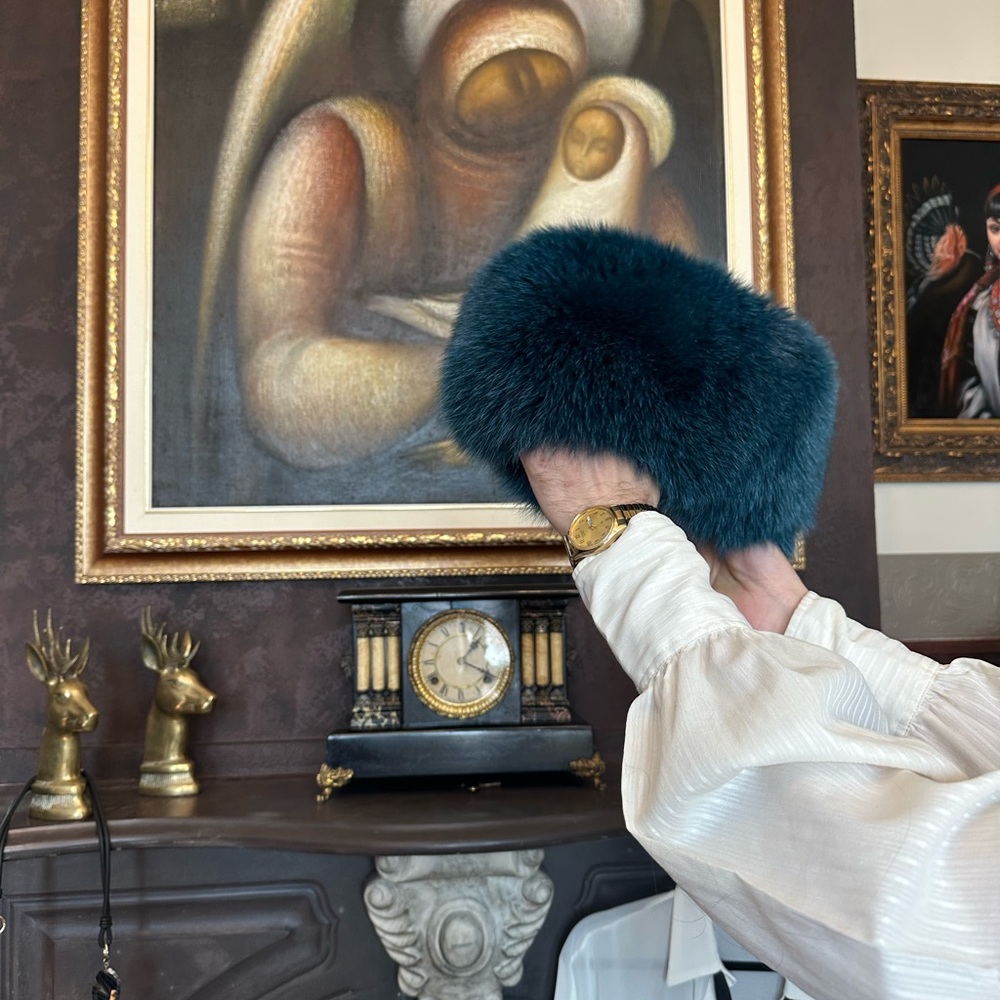 Vintage Teal Fur Headband Or Neck warmer - Picture 6 of 11